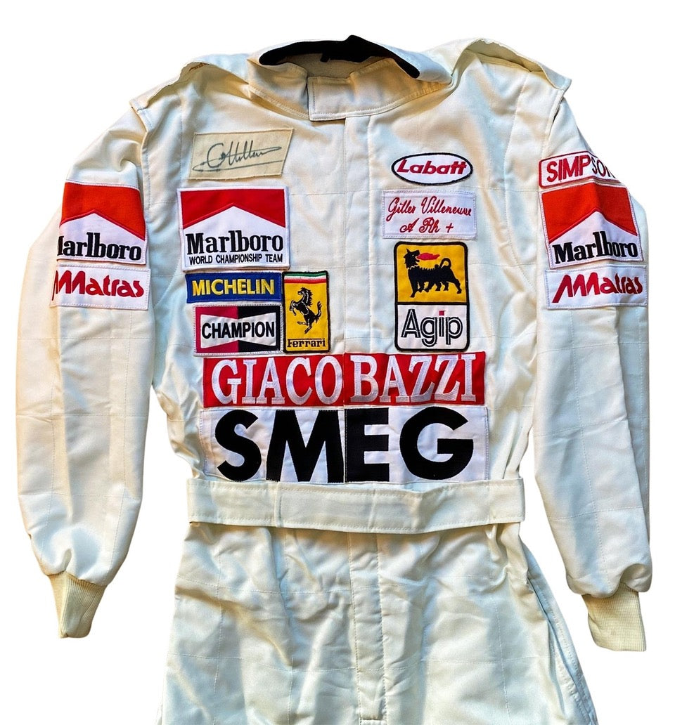 GILLES VILLENEUVE SIGNED Ferrari 1980 F1 REPLICA Race SUIT