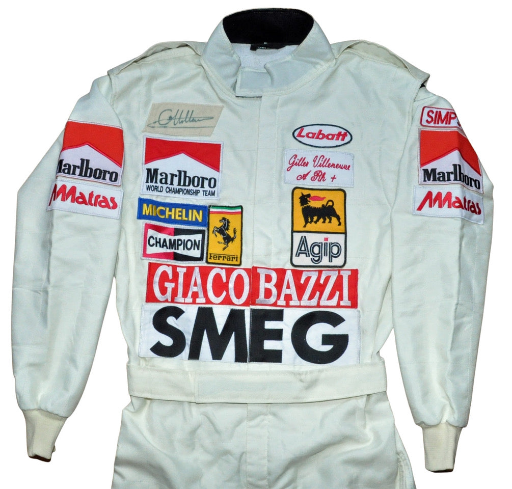 GILLES VILLENEUVE SIGNED Ferrari 1980 F1 REPLICA Race SUIT