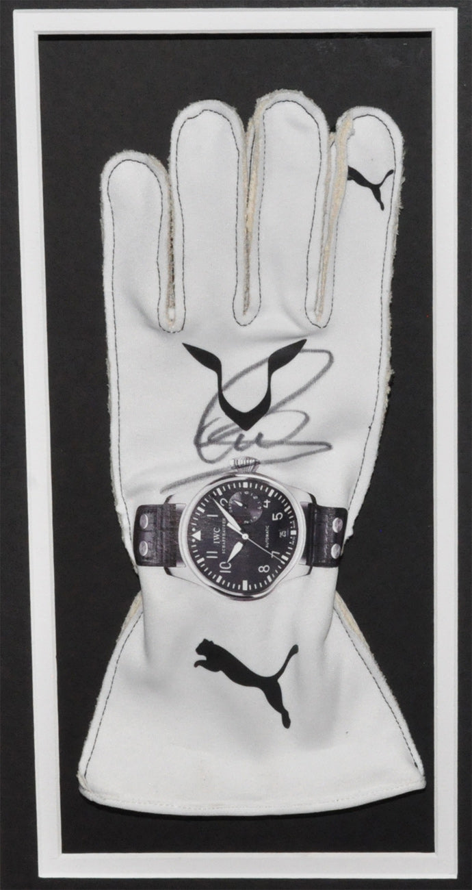 LEWIS HAMILTON Signed White Mercedes Replica Glove Photos Montage Frame